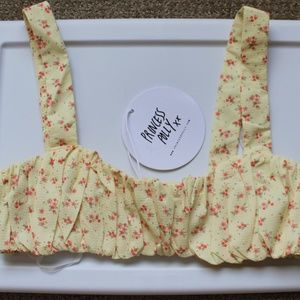 Yellow Floral Print Crop Top